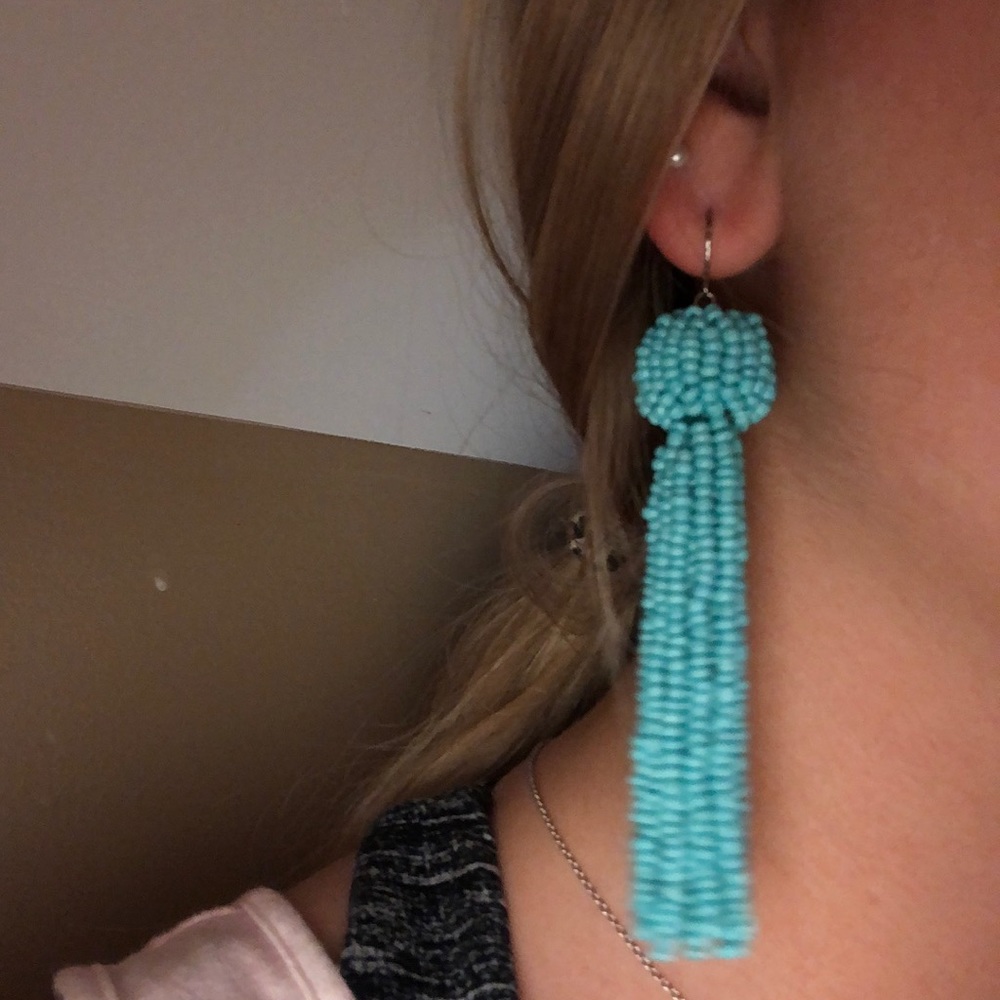 long blue beaded earnings
